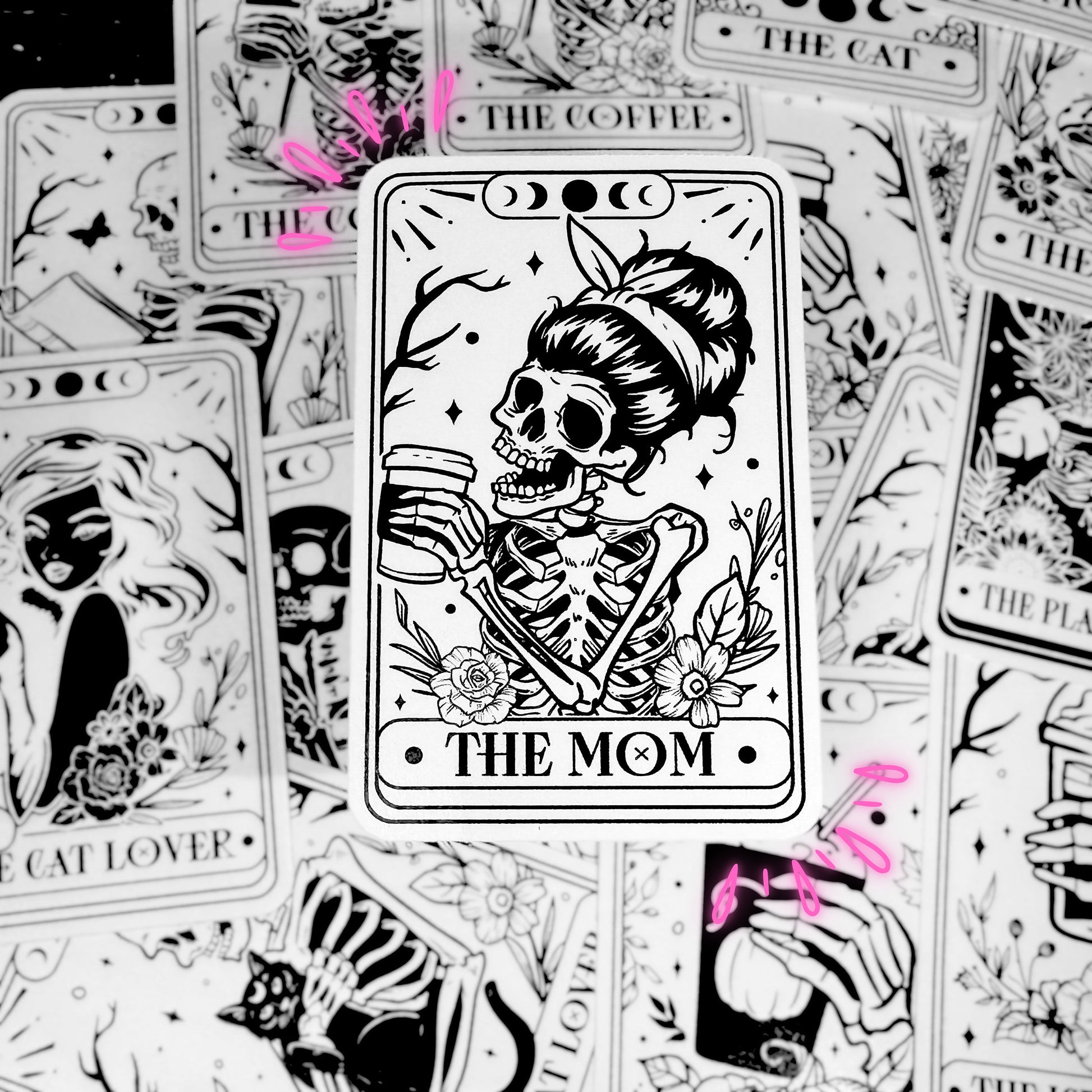 The Mom tarot card vinyl sticker - waterproof & UV resistant funny spooky decoration for laptop, kindle, tablet, water bottle and more!