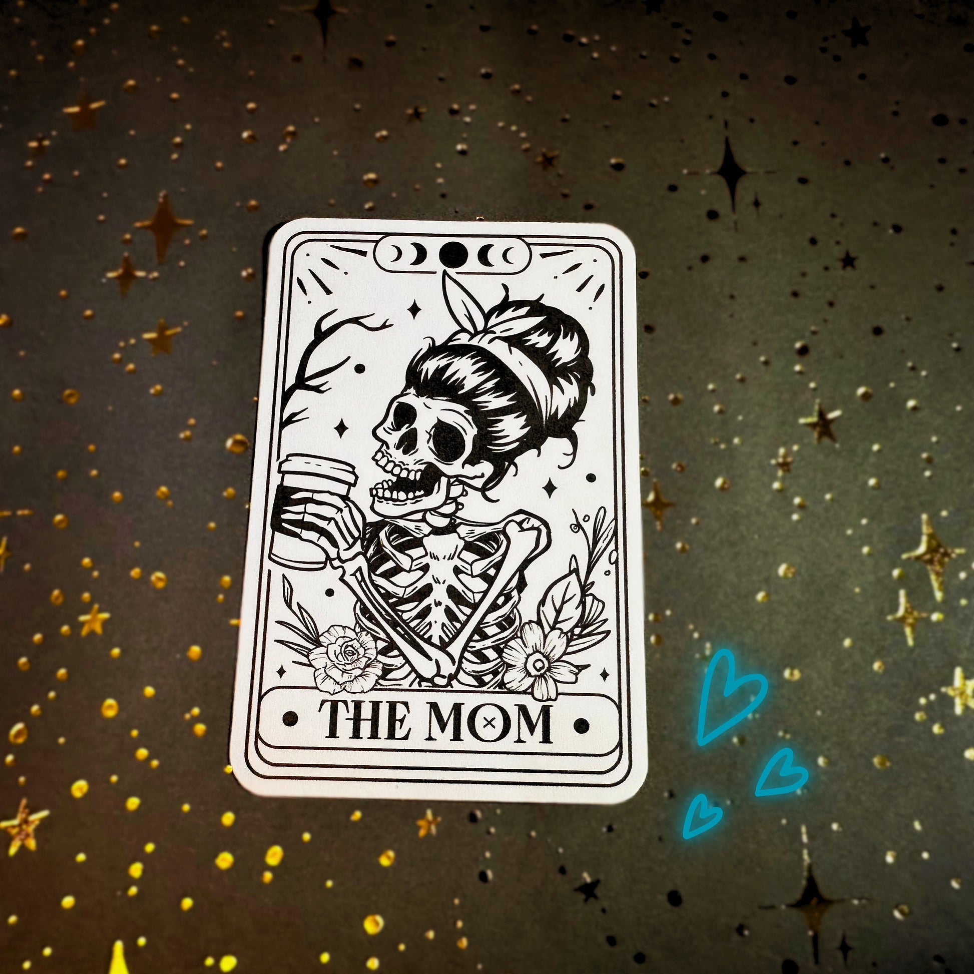 The Mom tarot card vinyl sticker - black and white waterproof spooky funny decoration for laptop, kindle, tablet, water bottle and more!