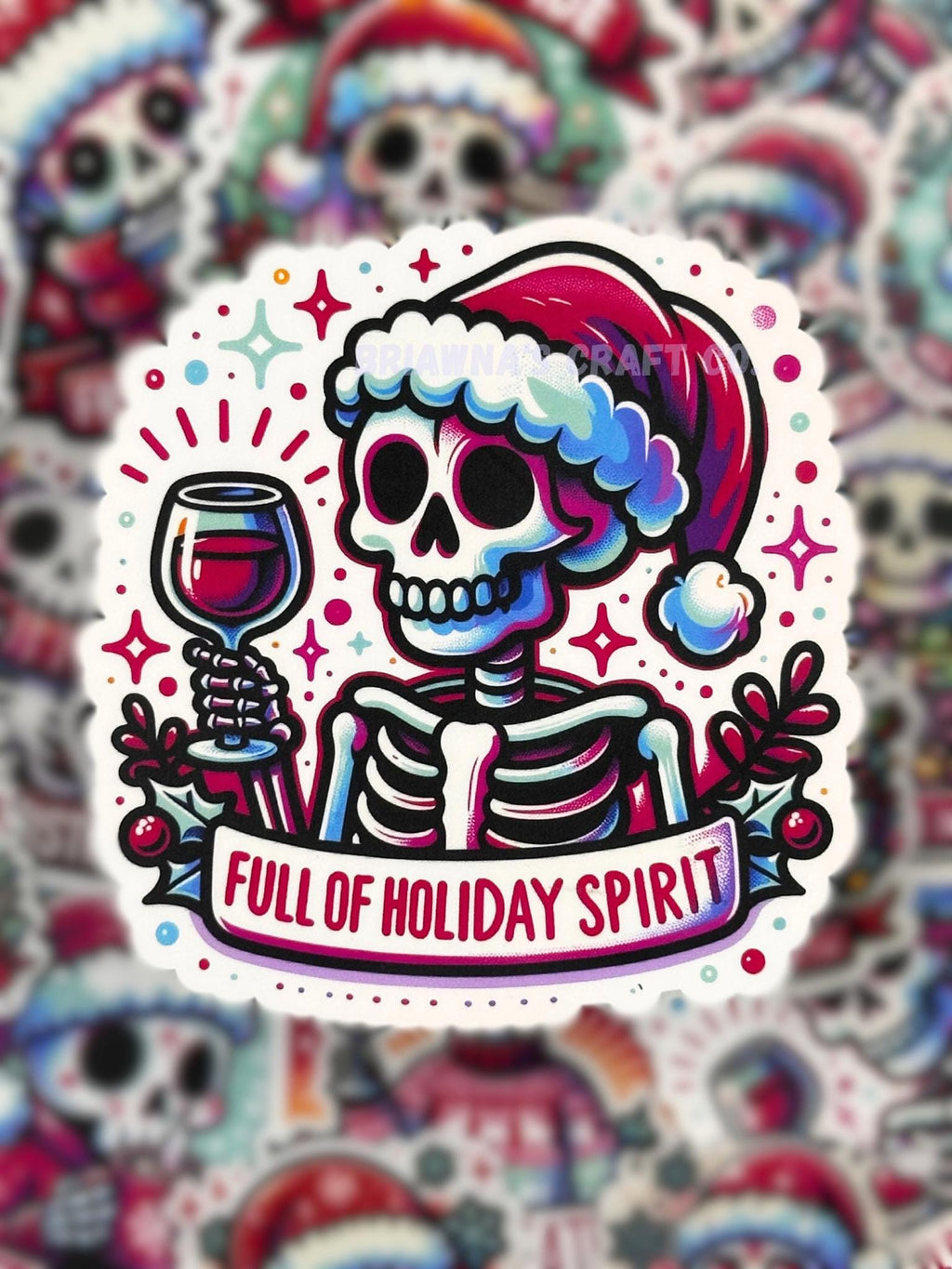 Christmas sticker! Full of Holiday Spirit waterproof vinyl sticker - funny sarcastic decoration for kindle laptop phone water bottle & more!