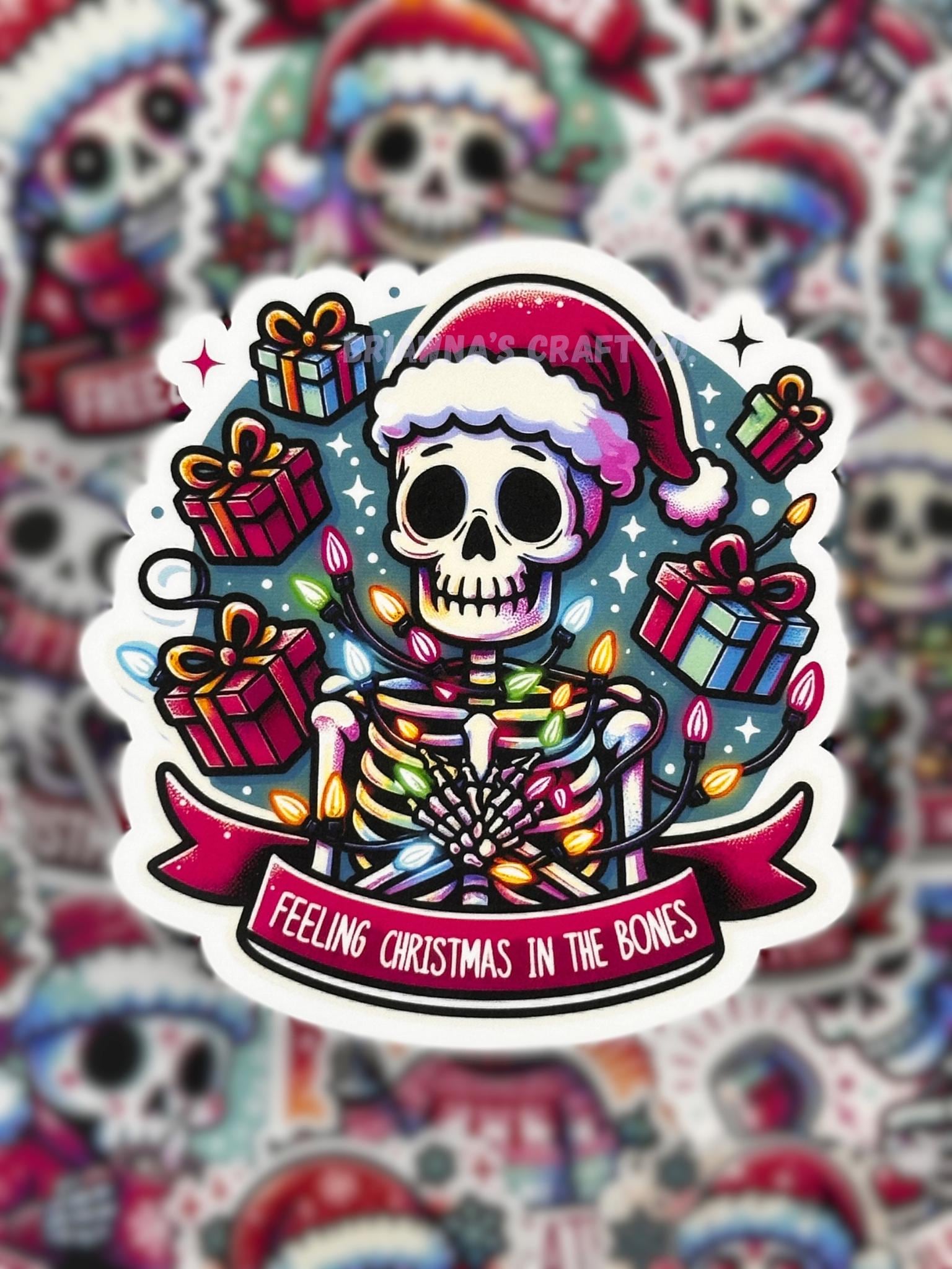 Christmas sticker! Feeling Christmas in the Bones waterproof vinyl sticker - sarcastic decoration for kindle laptop water bottle & more!