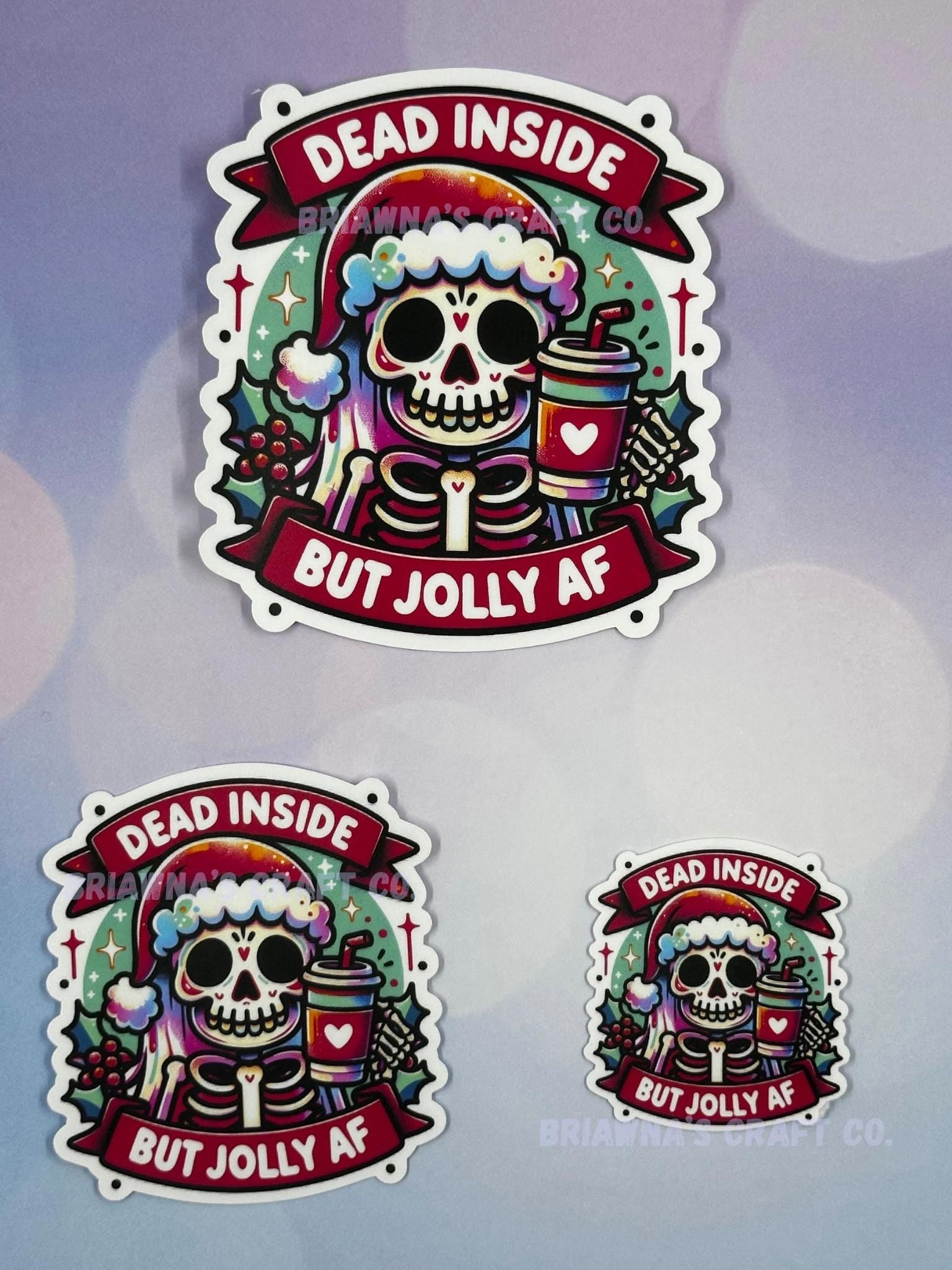 Christmas stickers! Skeleton pack of waterproof vinyl stickers - funny sarcastic decorations for kindle laptop phone water bottle & more!
