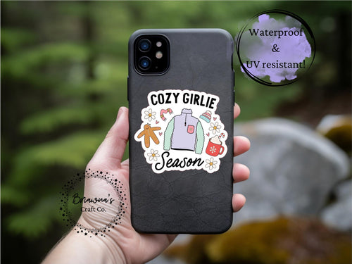 Christmas sticker! Cozy girlie season waterproof vinyl sticker - sarcastic decoration for kindle laptop phone water bottle & more!