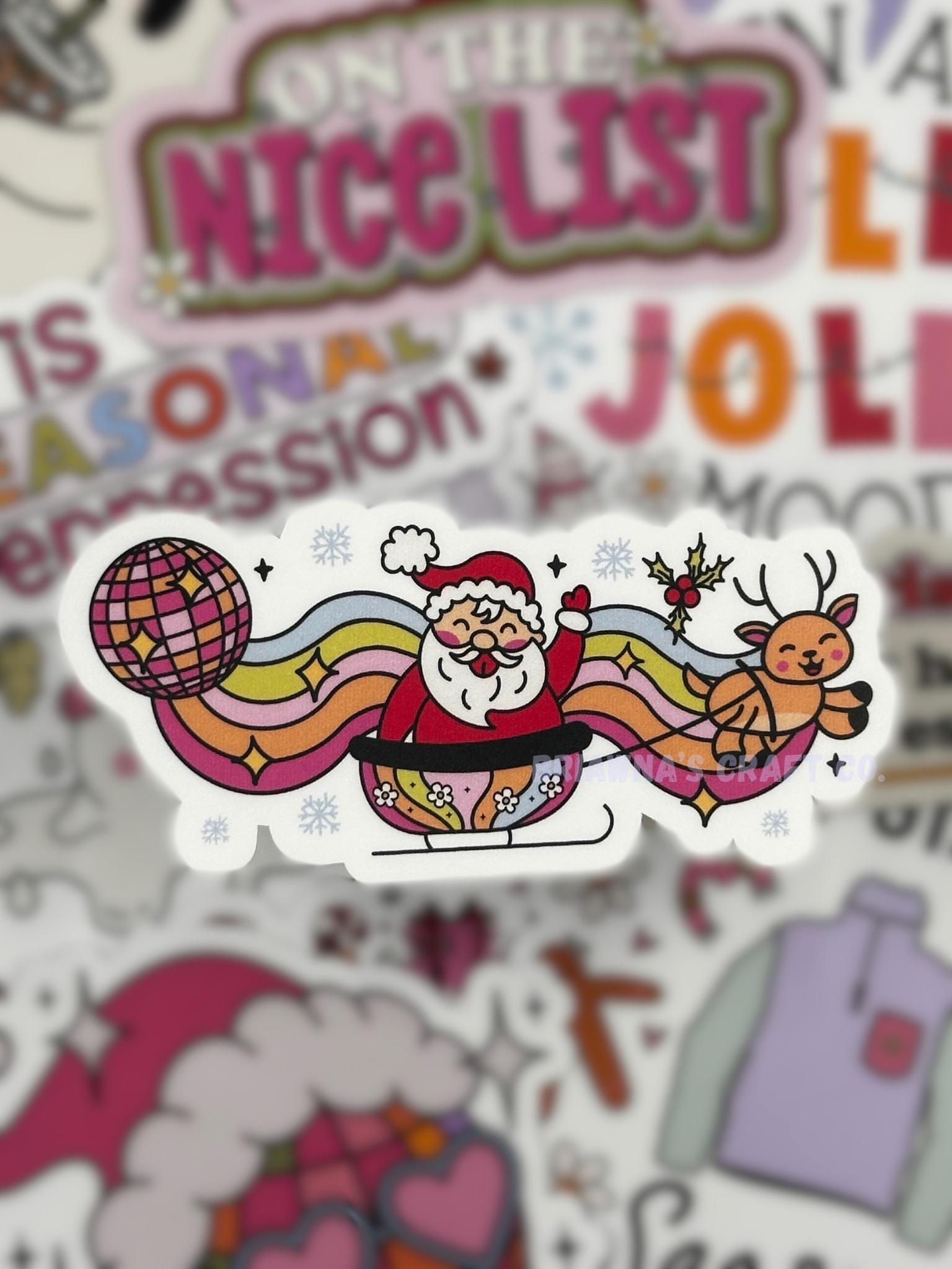 Christmas sticker! Retro santa sleigh waterproof vinyl sticker  - funny sarcastic decoration for kindle laptop phone water bottle & more!