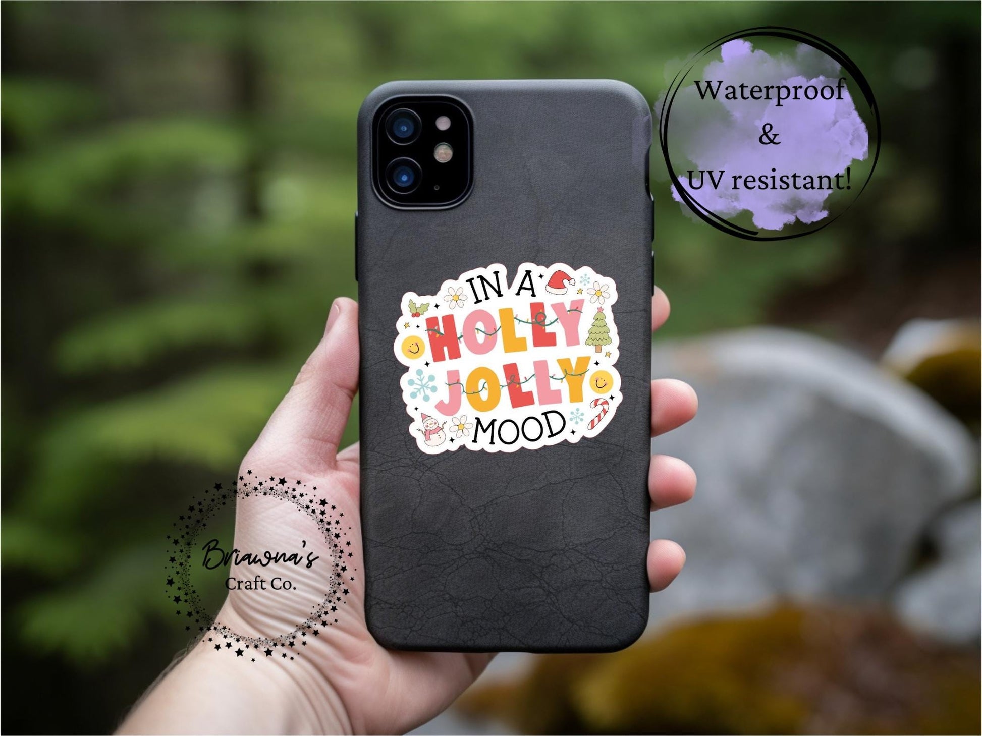 Christmas sticker! In a Holly Jolly Mood waterproof vinyl sticker  - funny sarcastic decoration for kindle laptop phone water bottle & more!