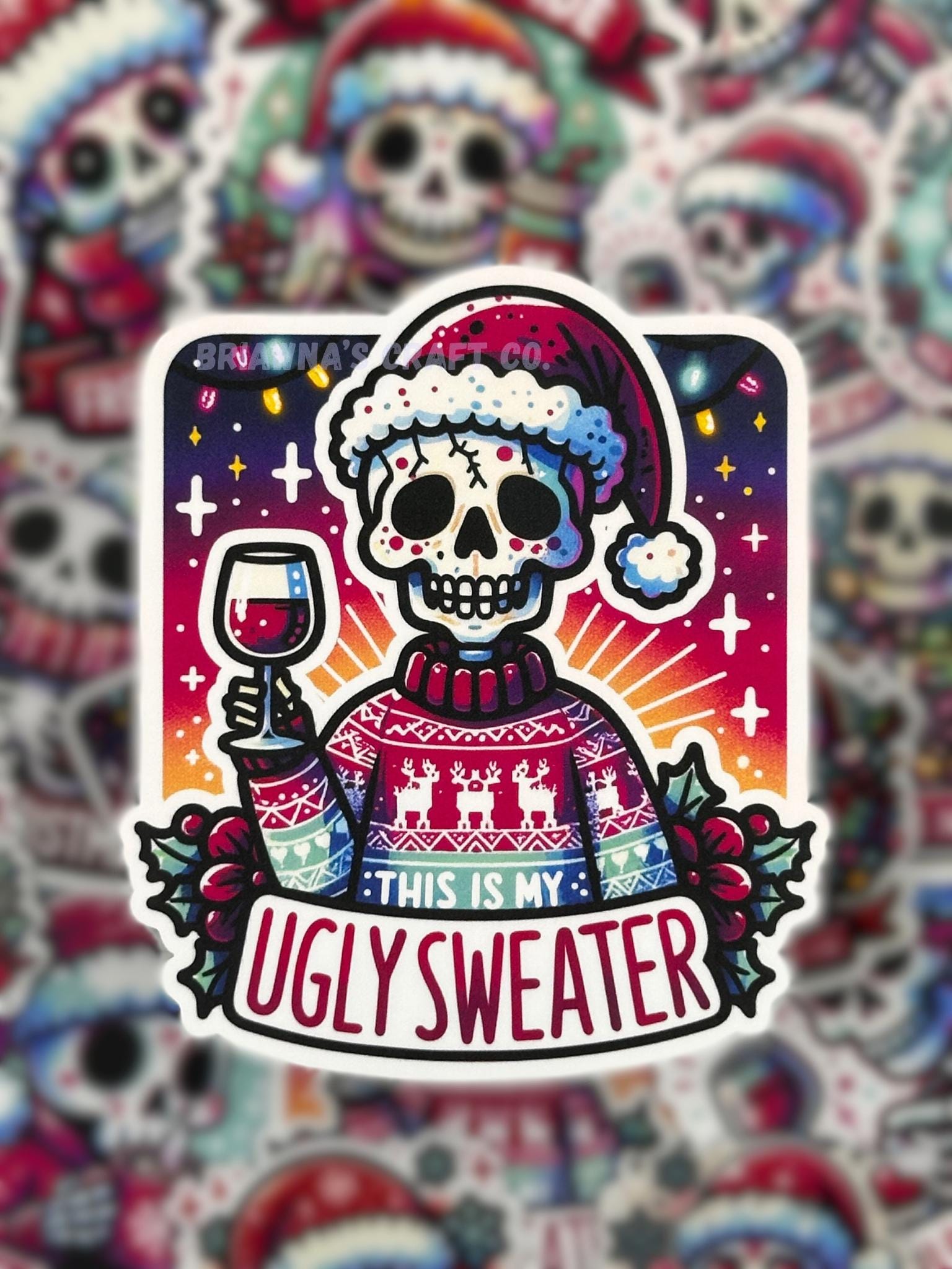 Christmas sticker! Ugly Sweater waterproof vinyl sticker - funny sarcastic decoration for kindle laptop phone water bottle & more!