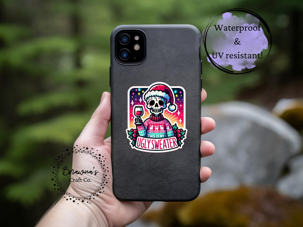 Christmas sticker! Ugly Sweater waterproof vinyl sticker - funny sarcastic decoration for kindle laptop phone water bottle & more!