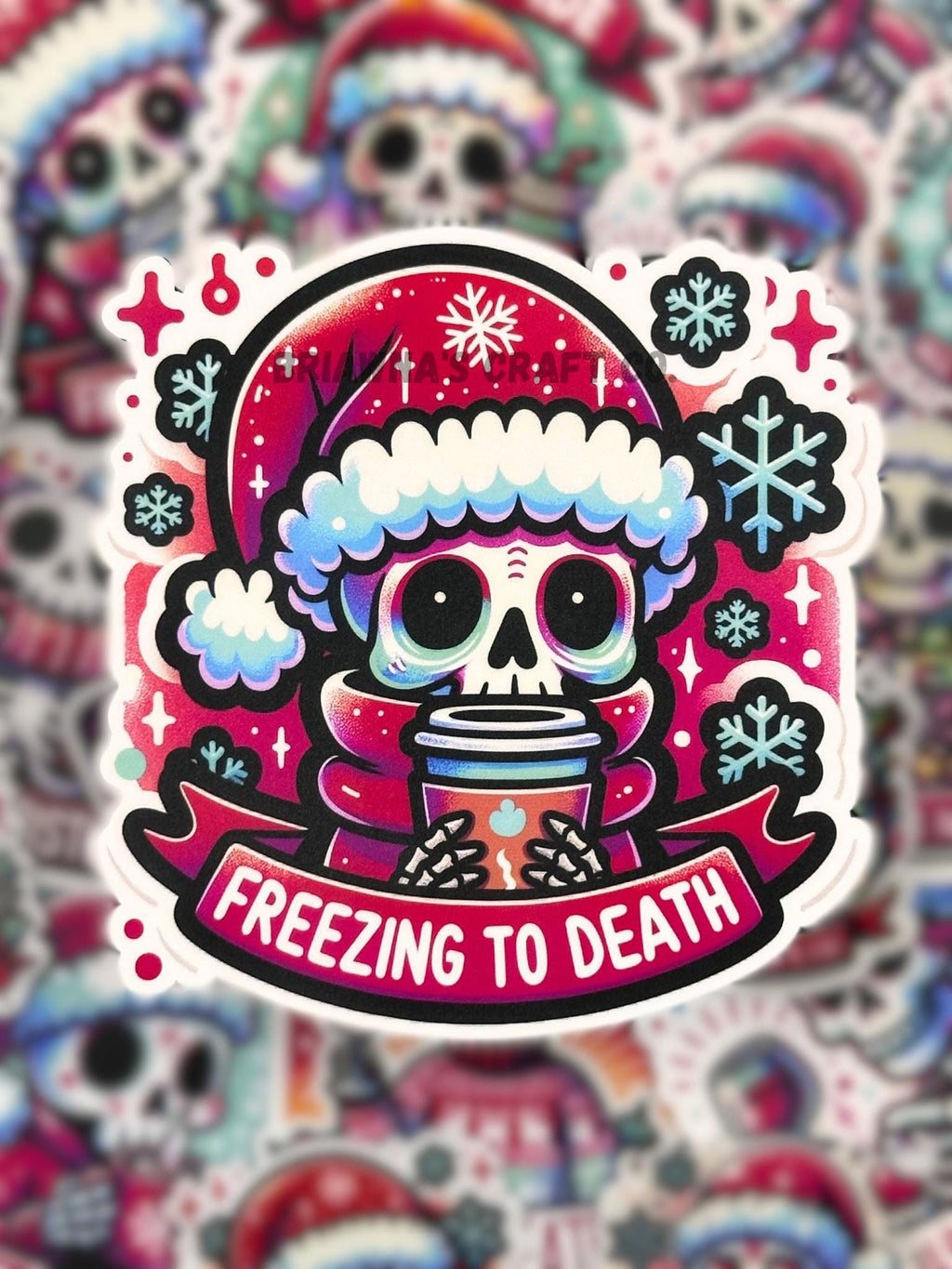 Christmas sticker! Freezing to Death waterproof vinyl sticker - funny sarcastic decoration for kindle laptop phone water bottle & more!