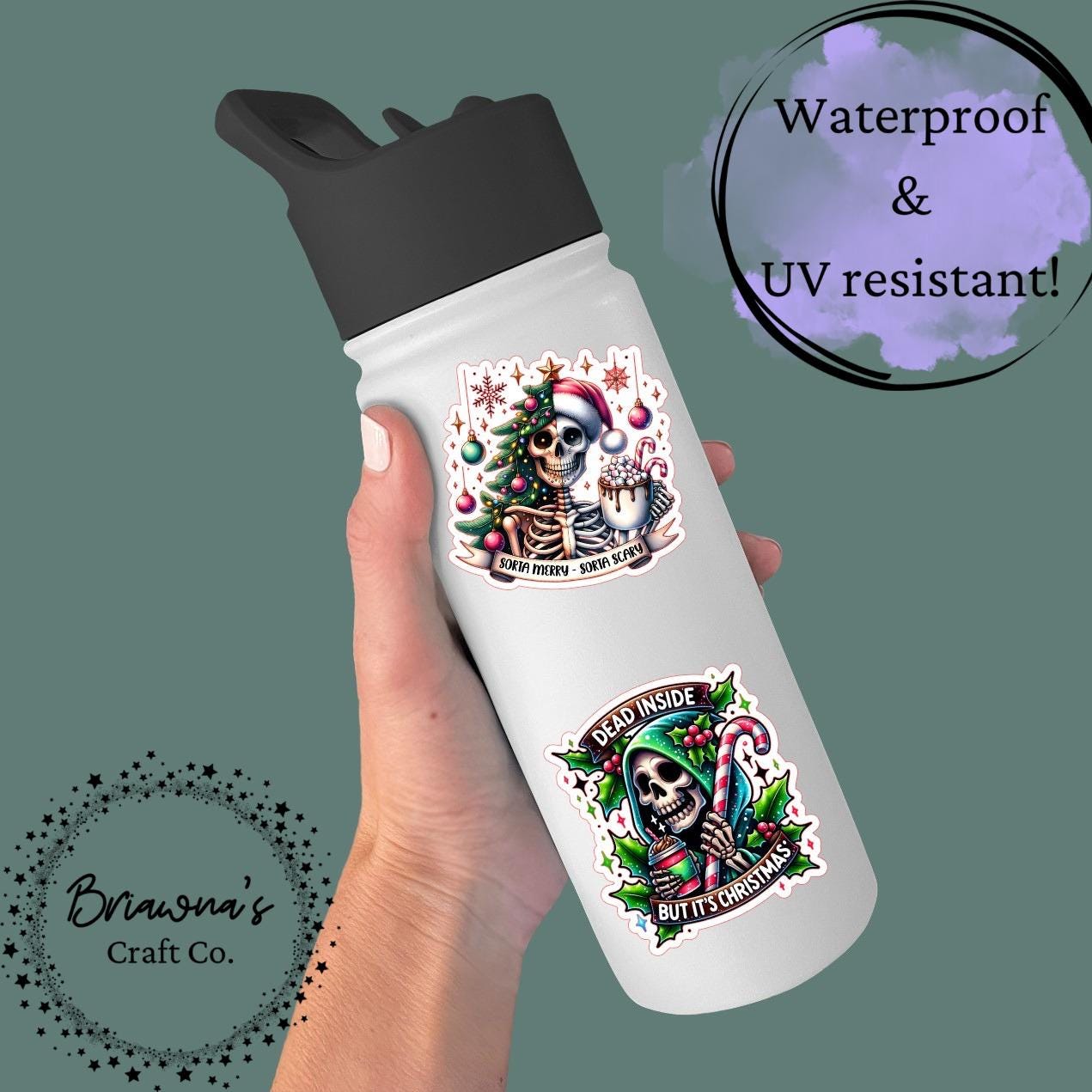 Waterproof Vinyl Sticker - "Sorta Merry - Sorta Scary" funny Christmas decal stocking stuffer for laptop kindle phone tablet and more!